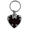 Heart with Scroll Metal Key Chain with Enameled Details